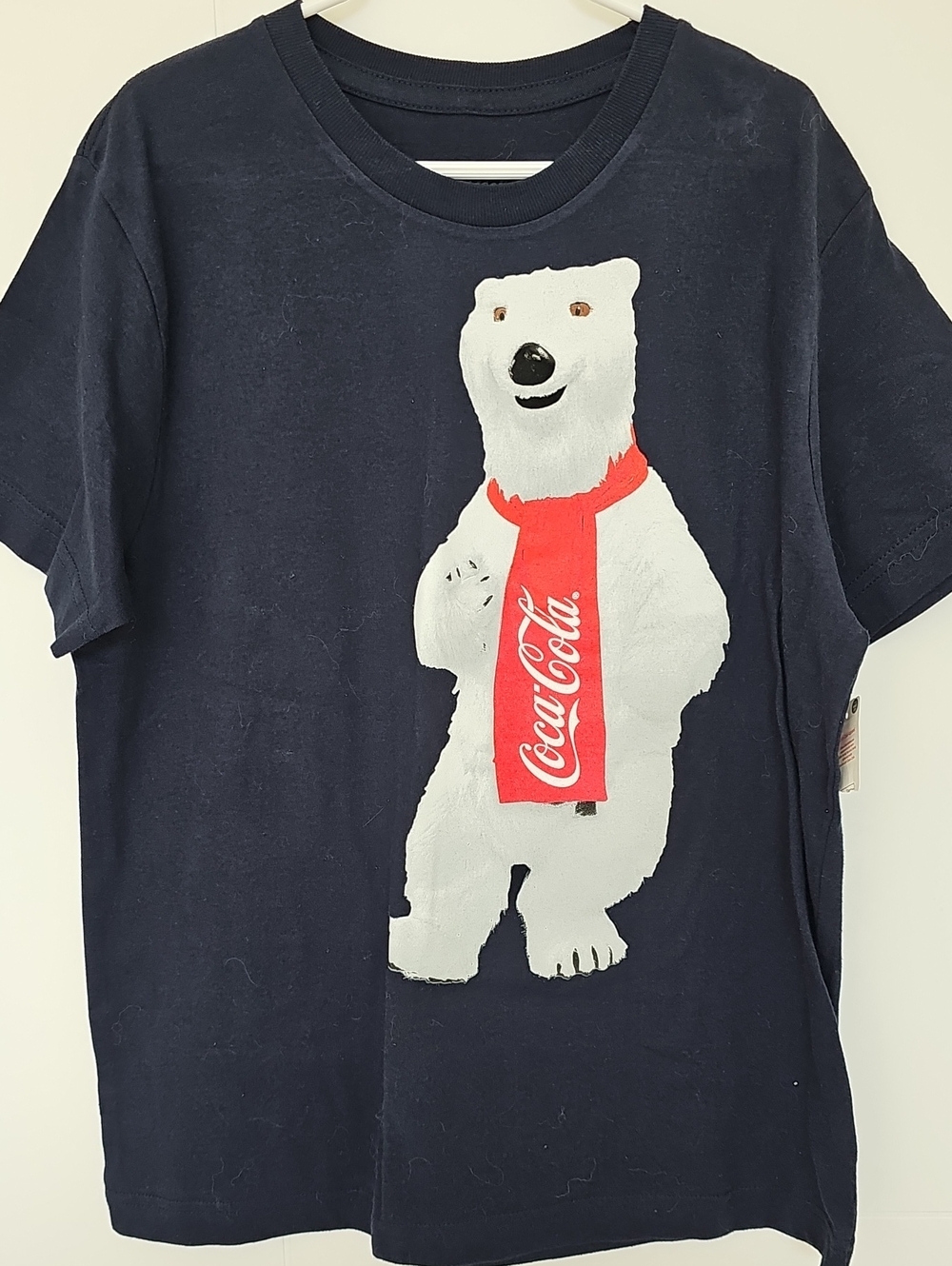 NWT Coca Cola Atlanta Kids Navy Blue Polar Bear Graphic Tee Sz M